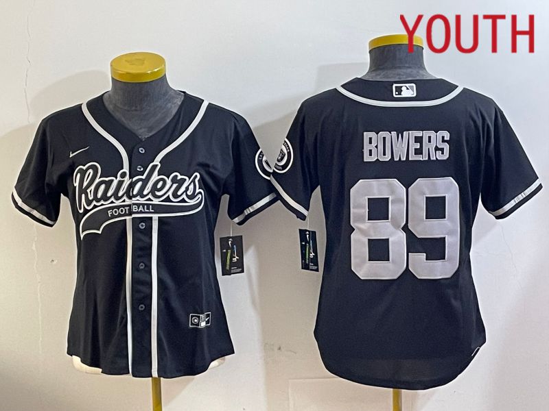 Youth Oakland Raiders #89 Bowers Black Joint Name 2024 Nike Limited NFL Jersey style 1->youth nfl jersey->Youth Jersey